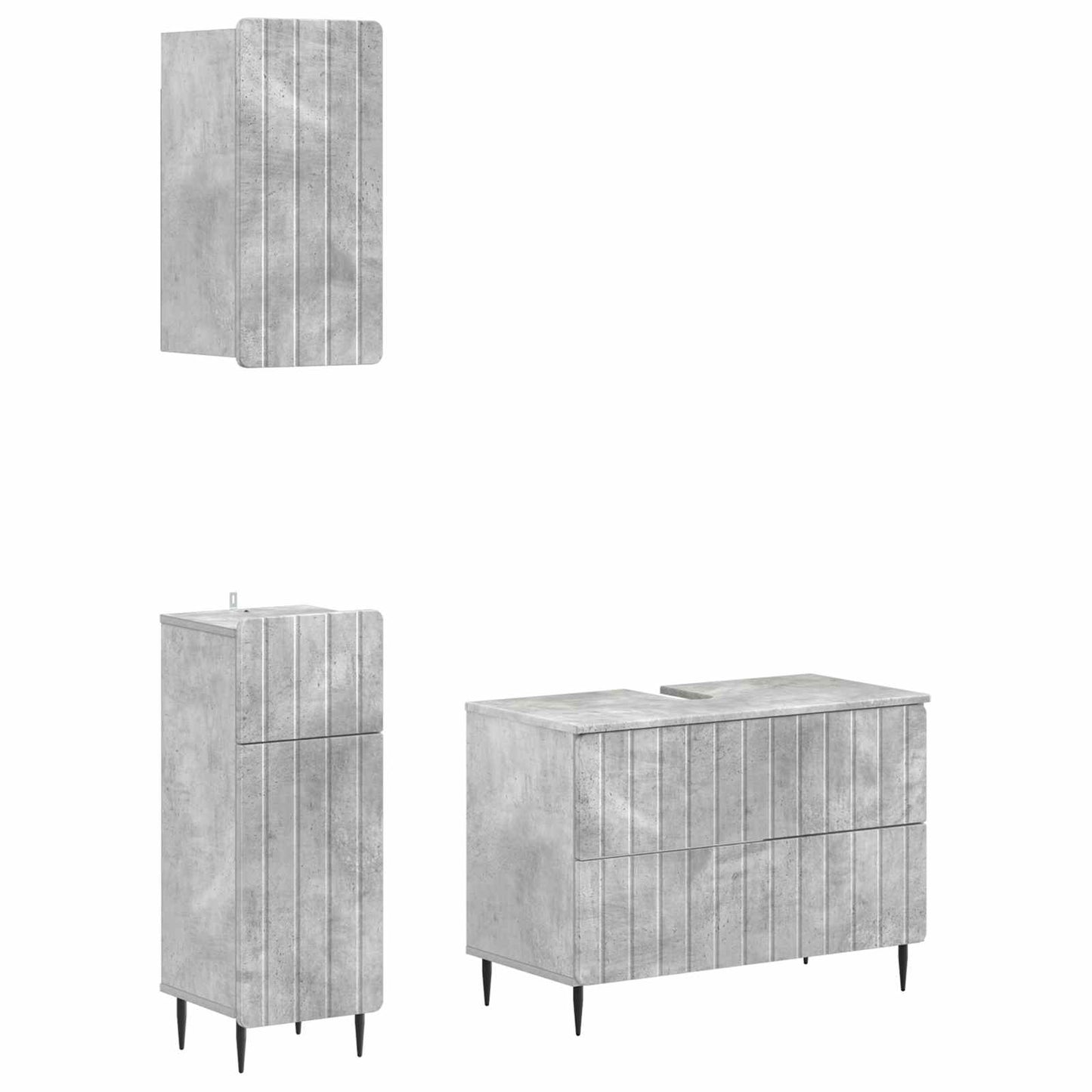 3-delers baderomsskapsett ZWOLLE Betonggrå Konstruert tre