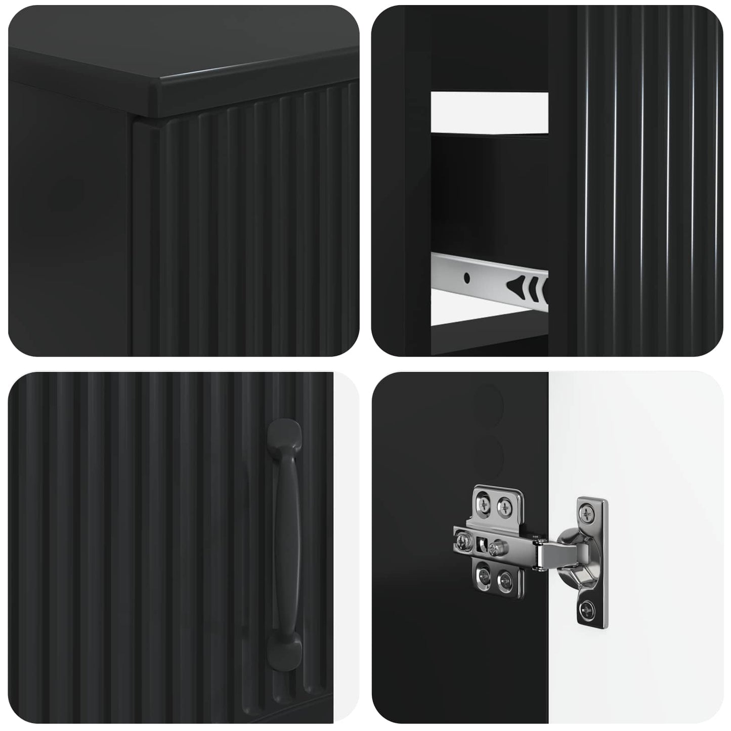 3-delers baderomsskapsett HOORN Svart Konstruert tre