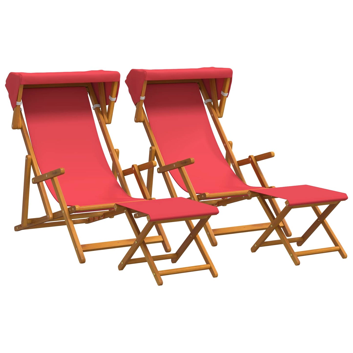 Hage Stol 4 pcs 3 Posisjon Solid Eucalyptus Tre Rød