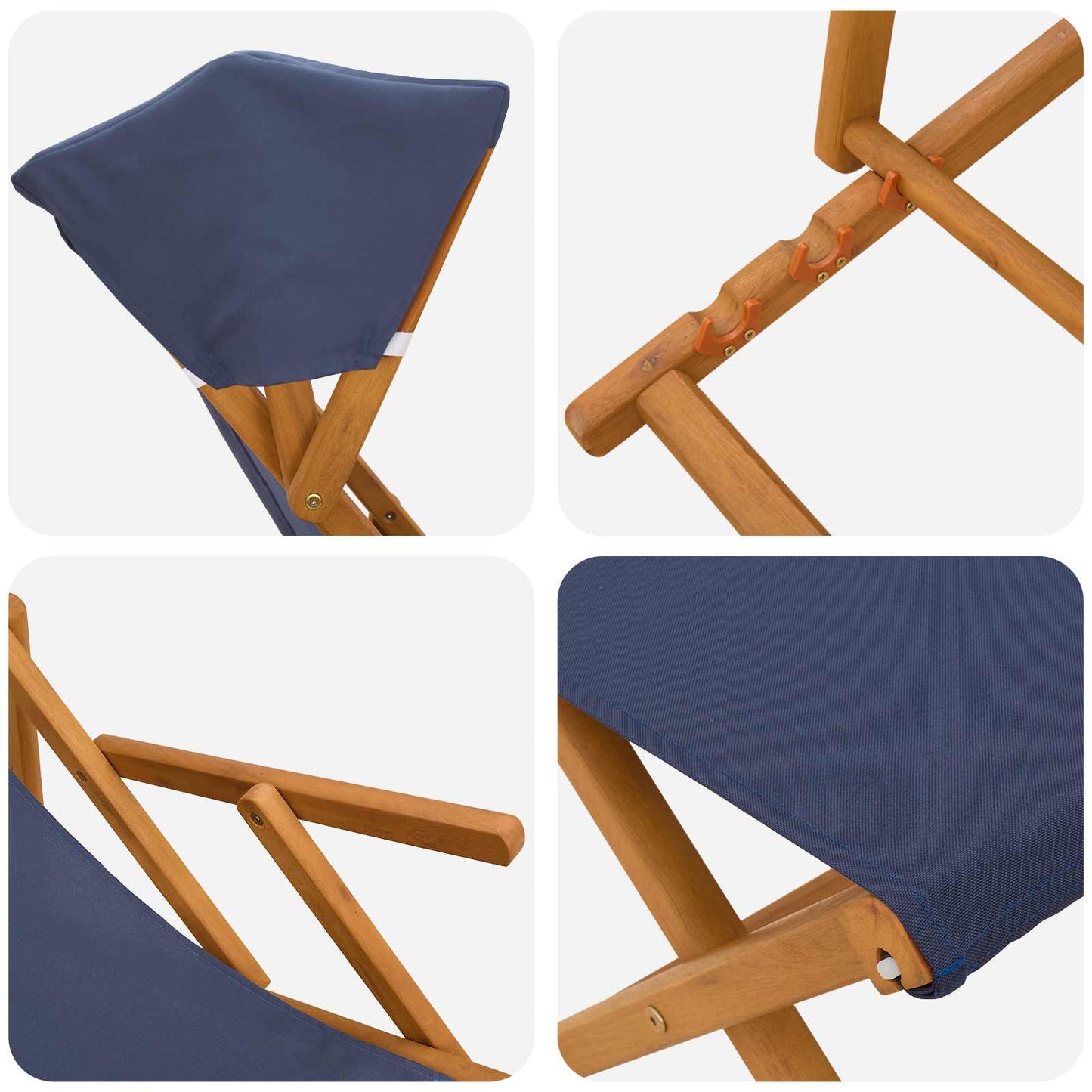 Hage Stol 4 pcs 3 Posisjon Solid Eucalyptus Tre Blå