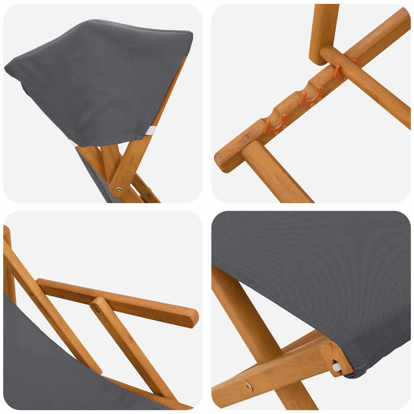 Hage Stol 4 pcs 3 Posisjon Solid Eucalyptus Tre Grå