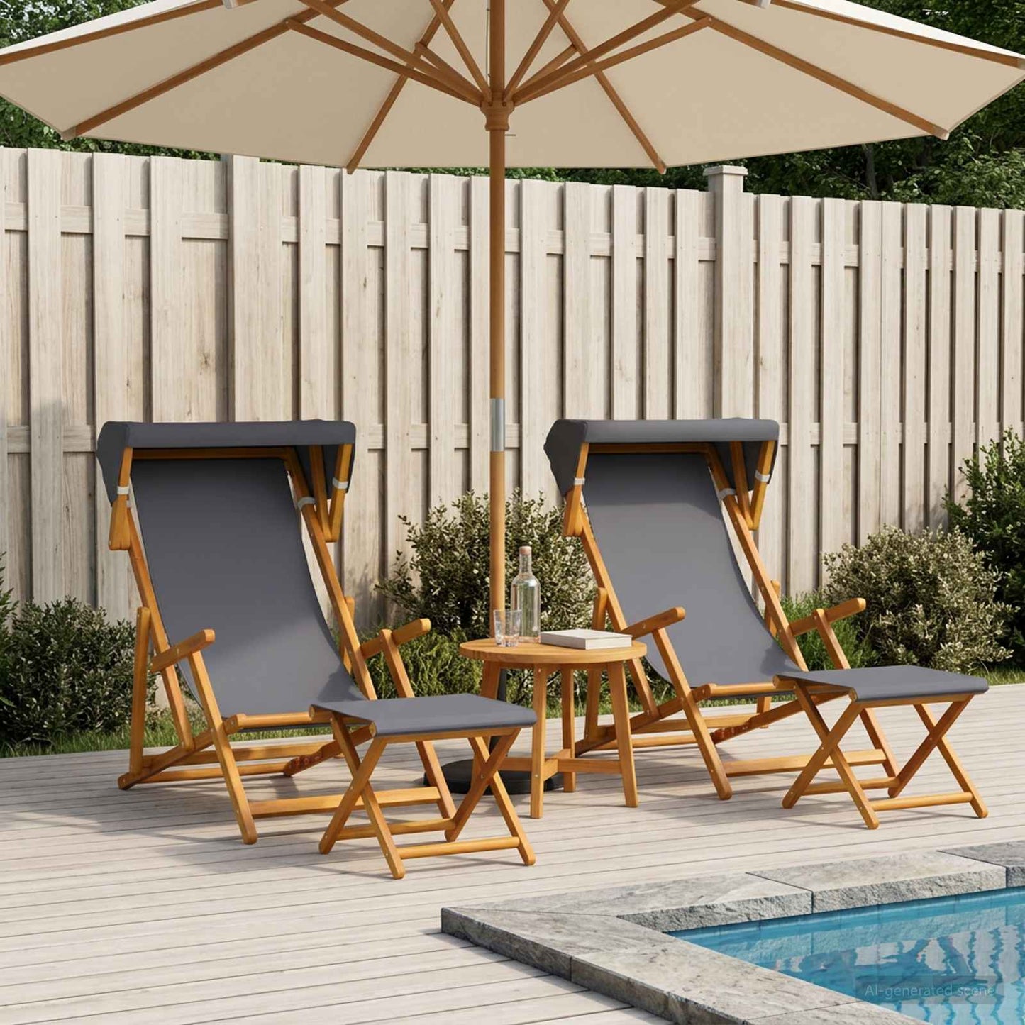 Hage Stol 4 pcs 3 Posisjon Solid Eucalyptus Tre Grå