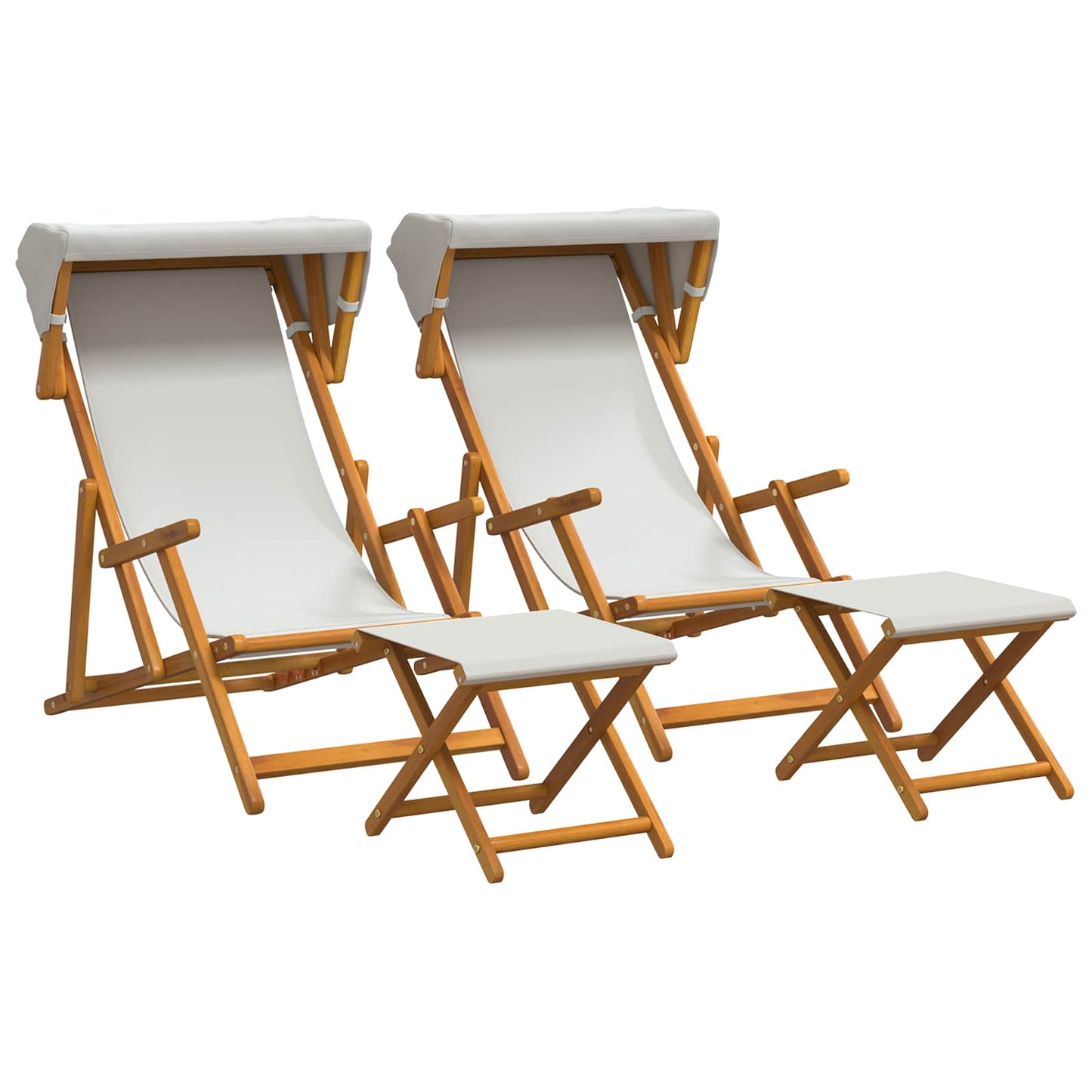 Hage Stol 4 pcs 3 Posisjon Solid Eucalyptus Tre Krem