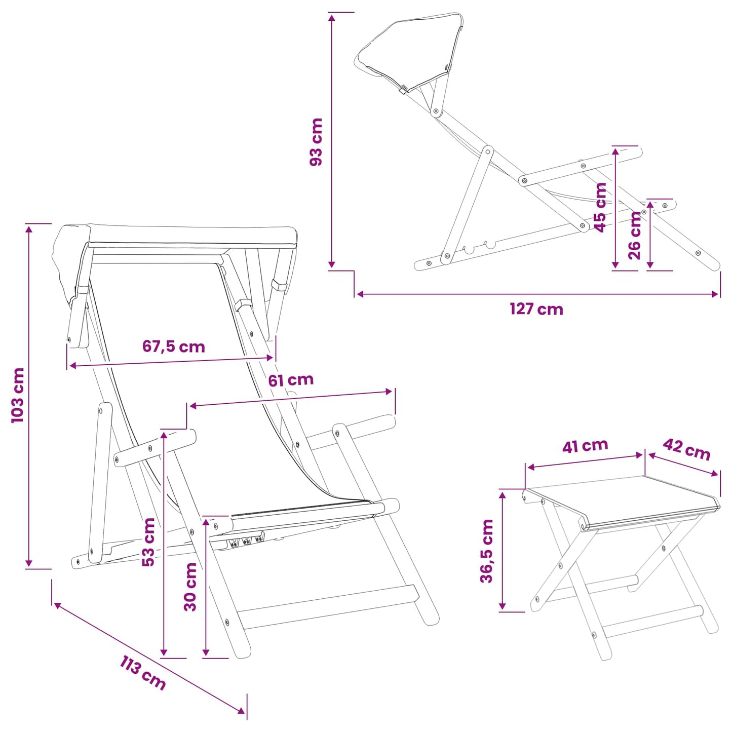 Hage Stol 4 stk. 3 Posisjon Solid Eucalyptus Tre Gråbrun