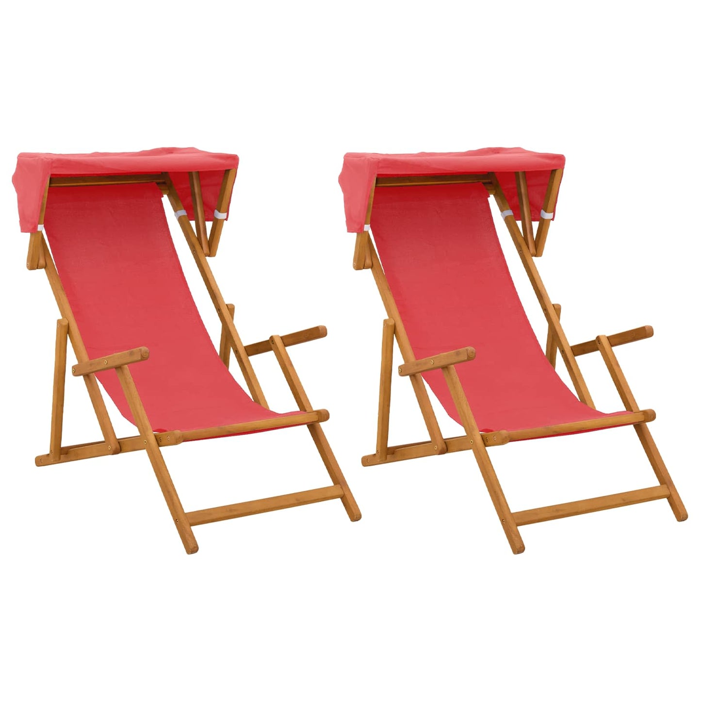 Hage Stol 2 pcs 3 Posisjon Solid Eucalyptus Tre Rød