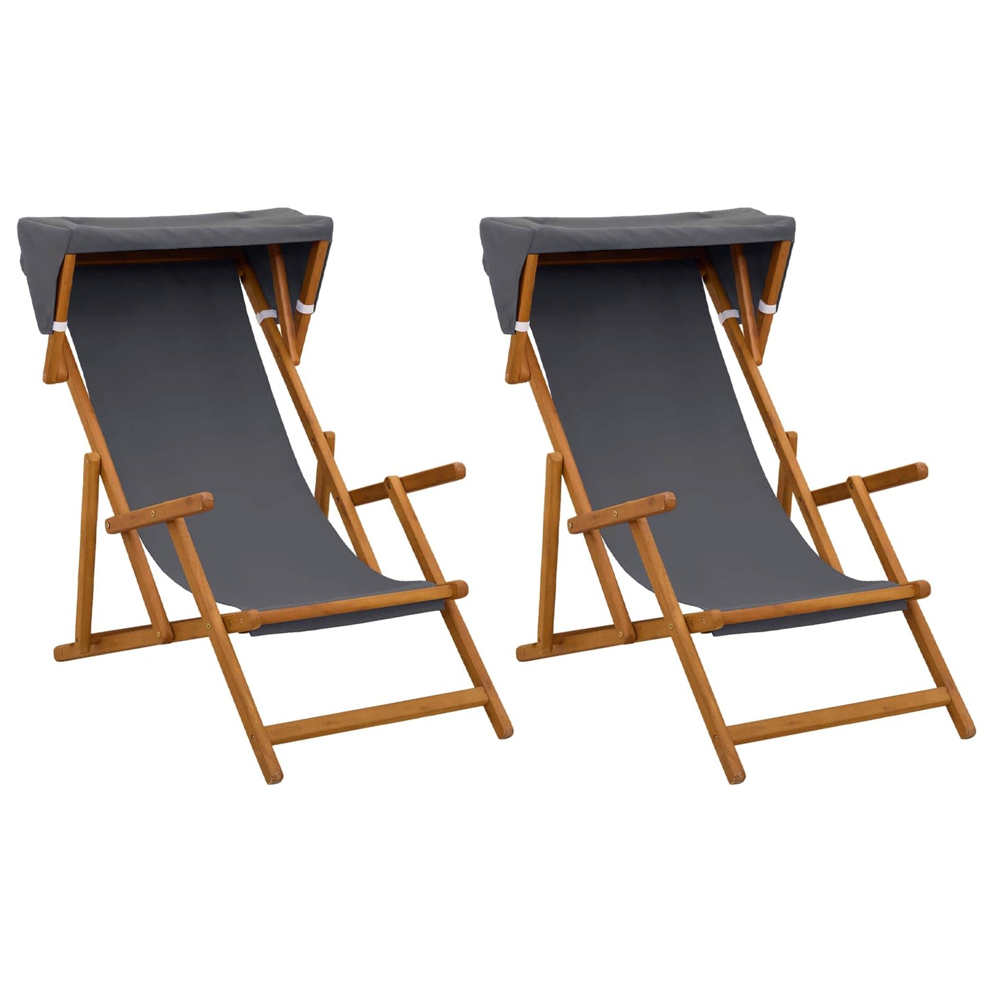 Hage Stol 2 pcs 3 Posisjon Solid Eucalyptus Tre Grå