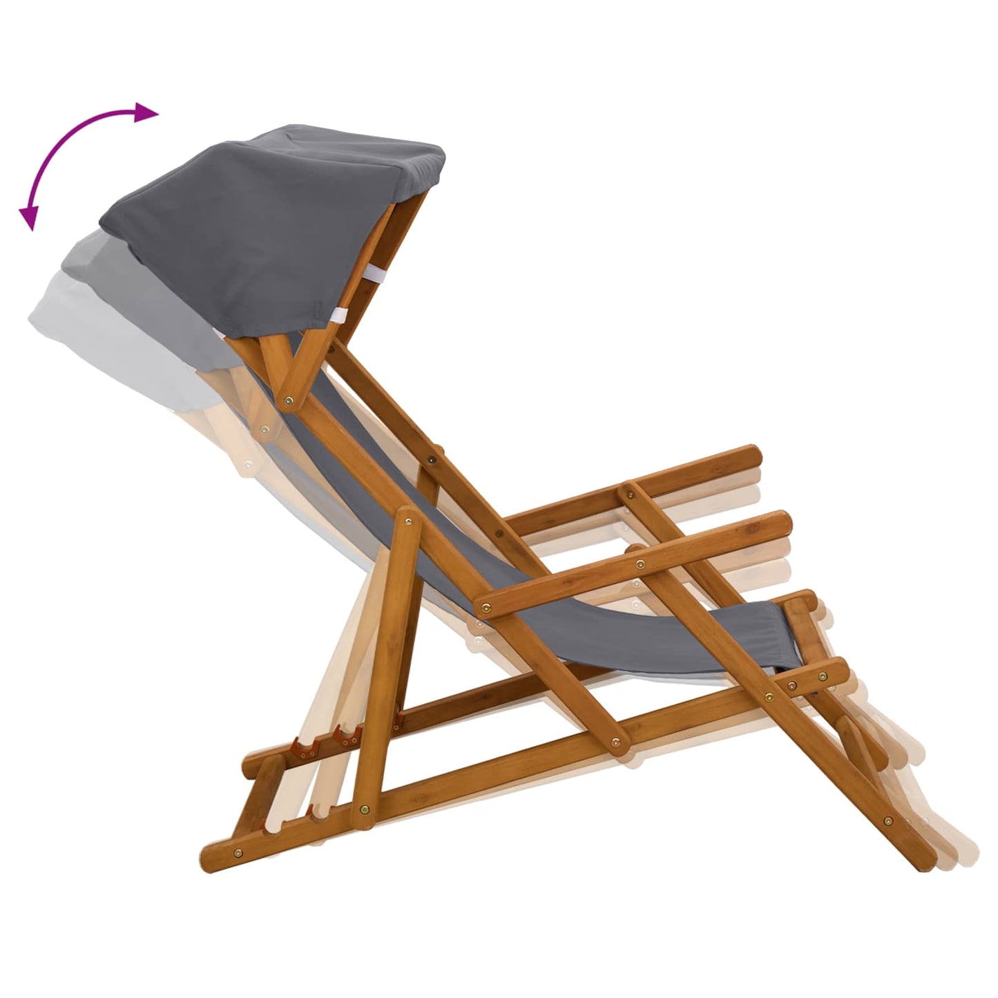 Hage Stol 2 pcs 3 Posisjon Solid Eucalyptus Tre Grå