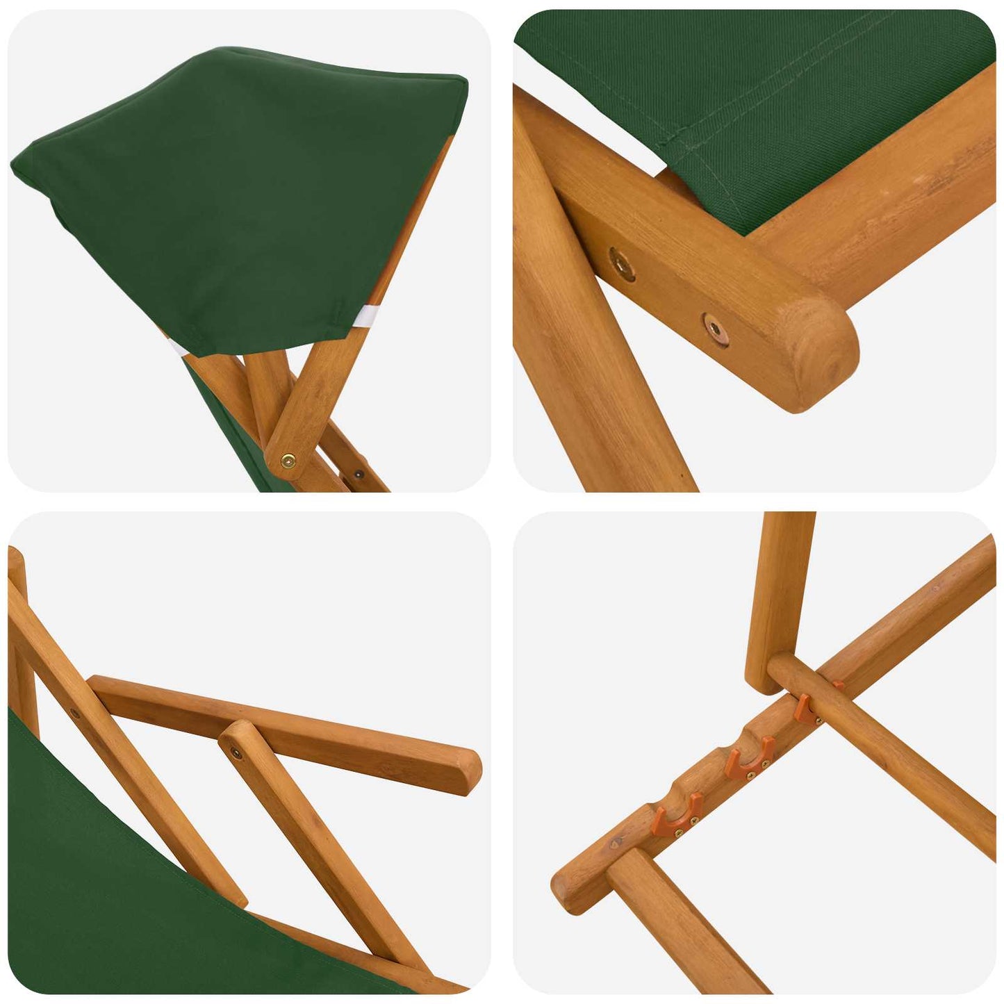 Hage Stol 2 pcs 3 Posisjon Solid Eucalyptus Tre Grønn