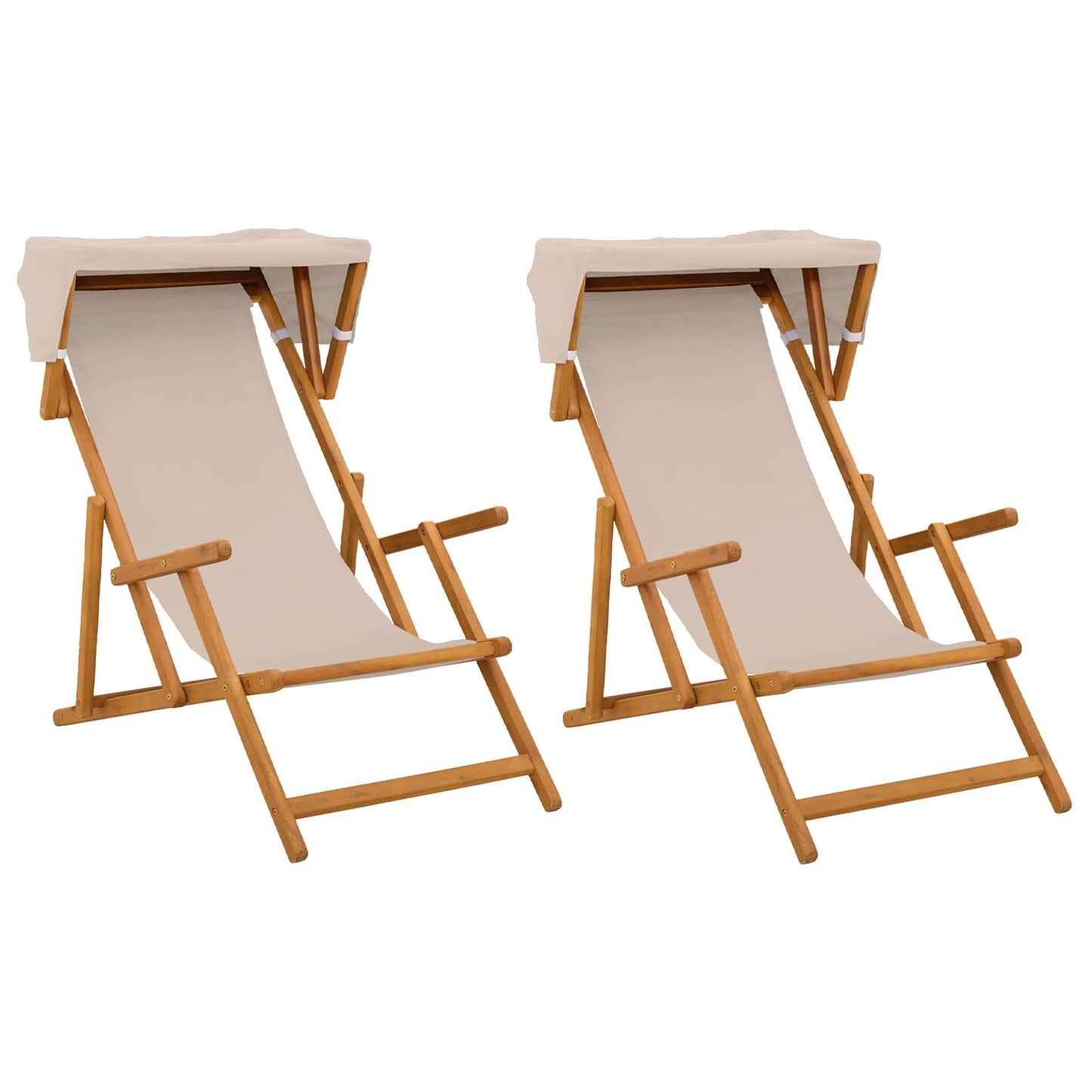 Hage Stol 2 pcs 3 Posisjon Solid Eucalyptus Tre Beige