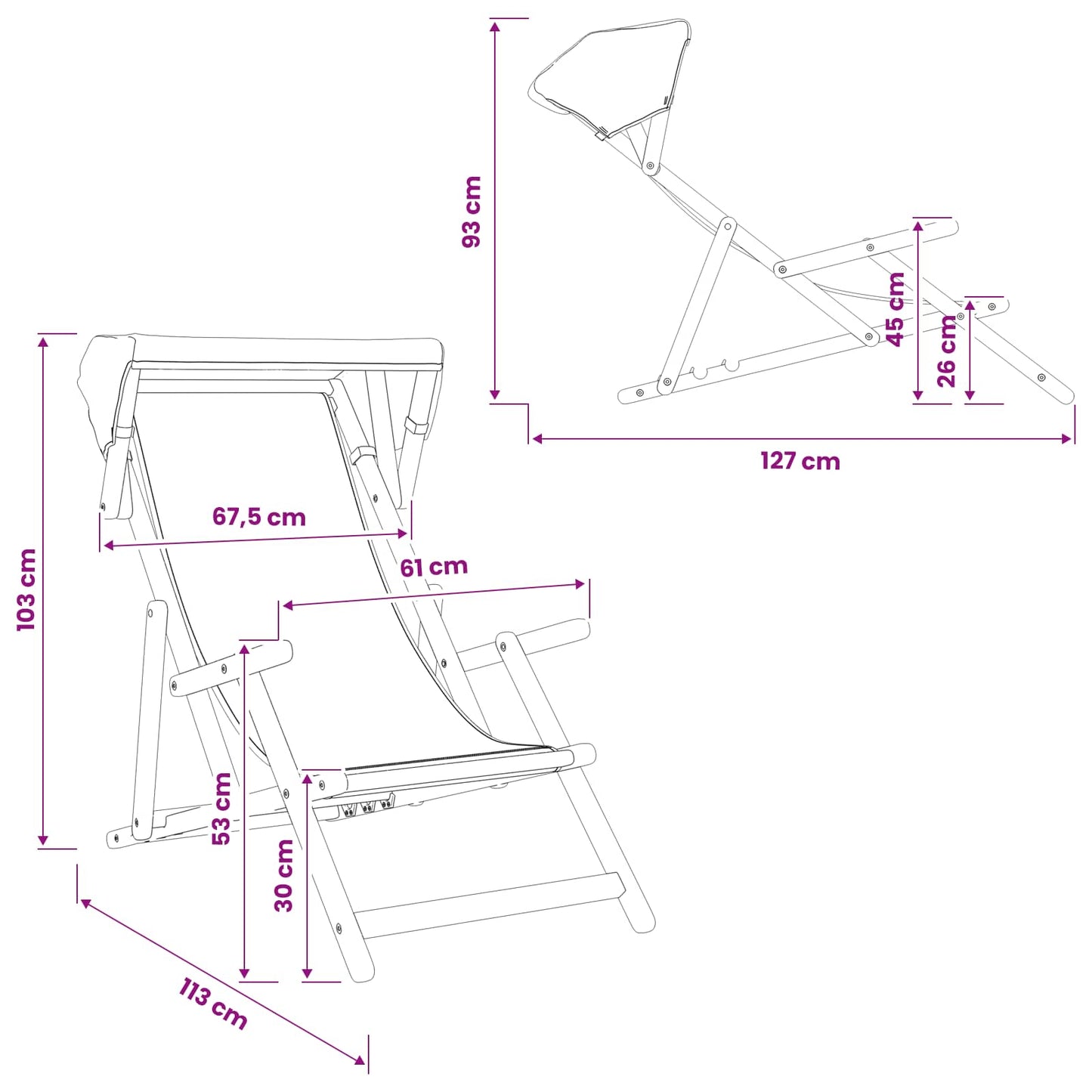 Hage Stol 2 pcs 3 Posisjon Solid Eucalyptus Tre Blå og hvit
