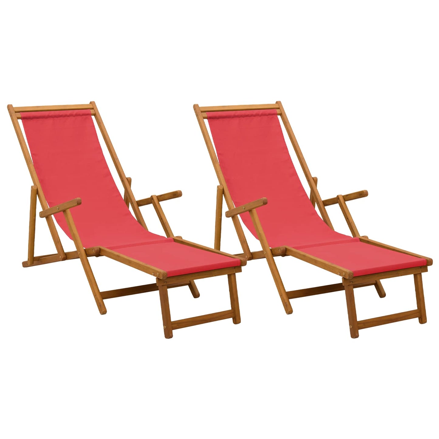 Sammenleggbar solstol 2 pcs 3 Posisjon Solid Eucalyptus Tre Rød
