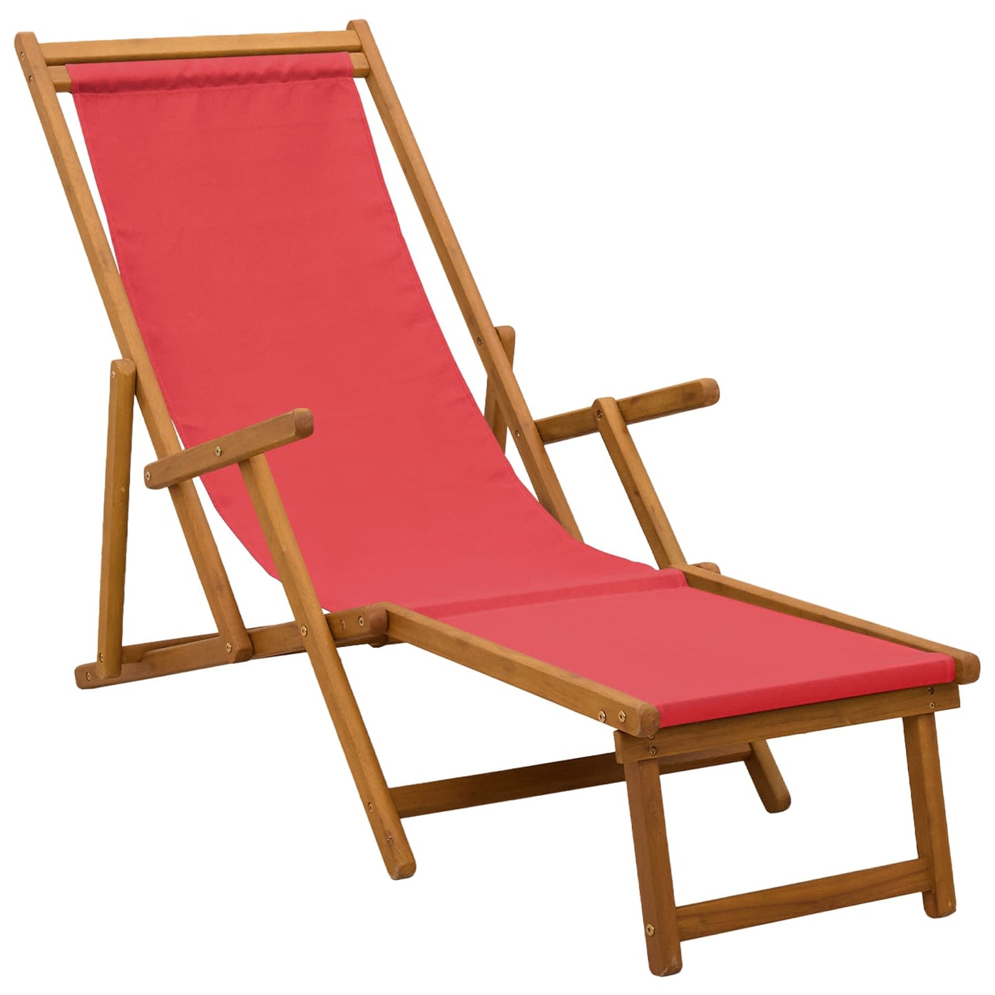 Sammenleggbar solstol 2 pcs 3 Posisjon Solid Eucalyptus Tre Rød