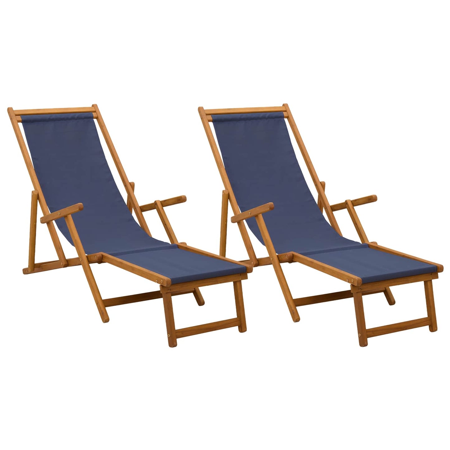 Sammenleggbar solstol 2 pcs 3 Posisjon Solid Eucalyptus Tre Blå