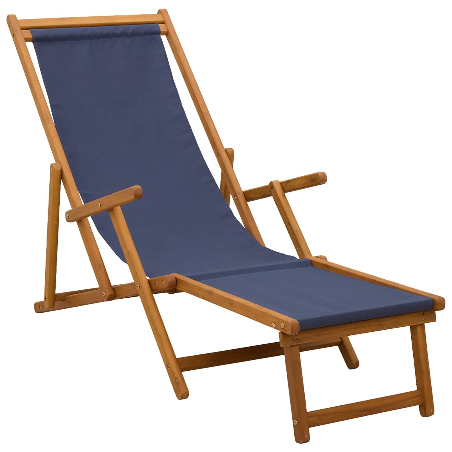 Sammenleggbar solstol 2 pcs 3 Posisjon Solid Eucalyptus Tre Blå