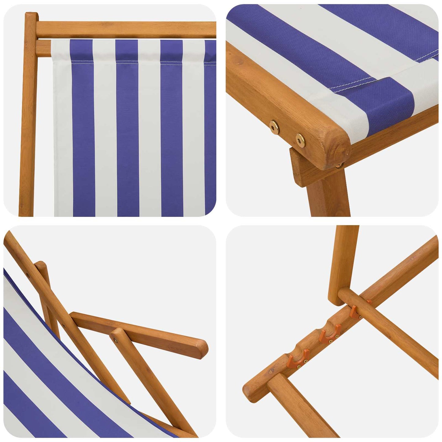 Sammenleggbar solstol 2 pcs 3 Posisjon Solid Eucalyptus Tre
