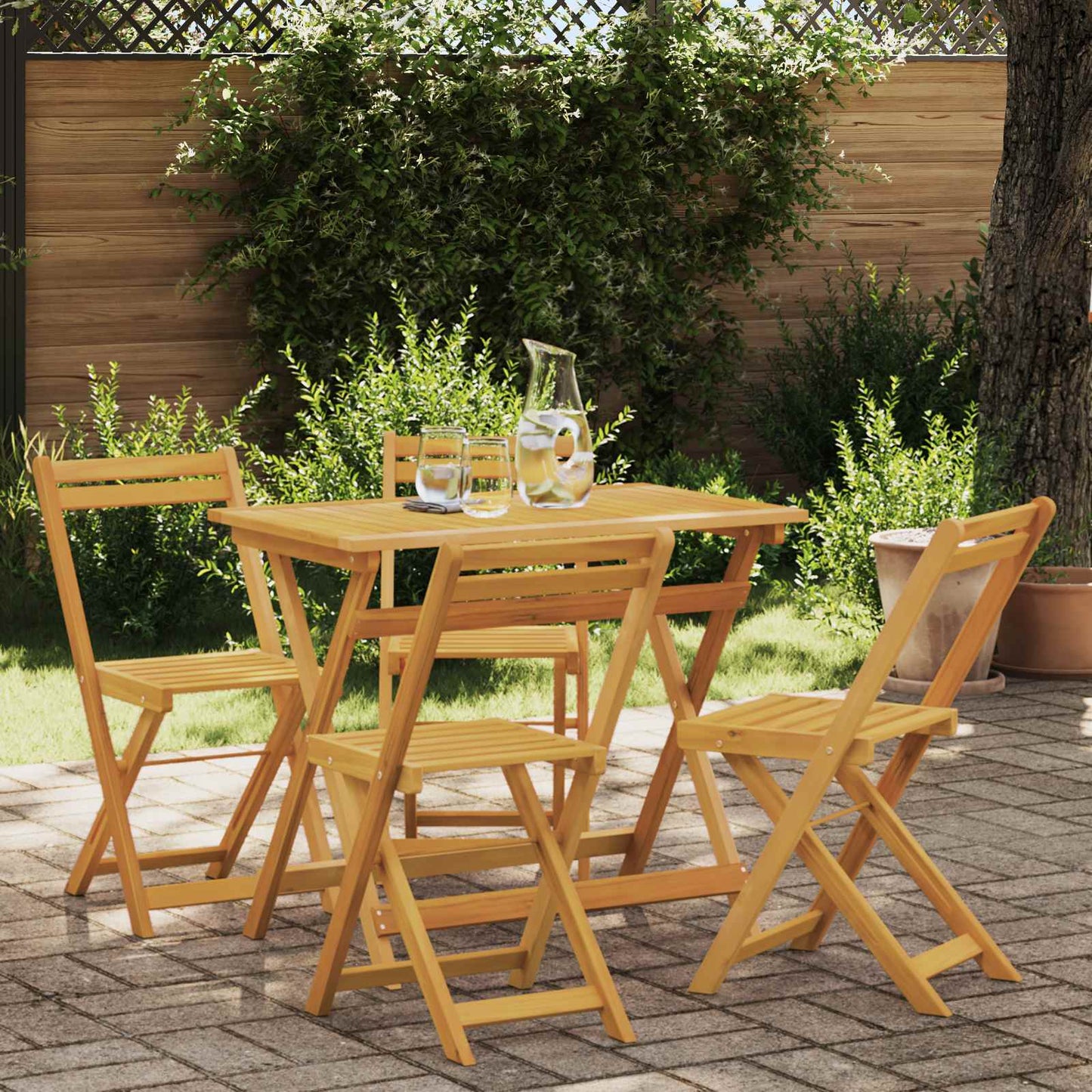 Foldbare Hage Stoler 4 pcs Naturlig 40 x 53 x 80 cm