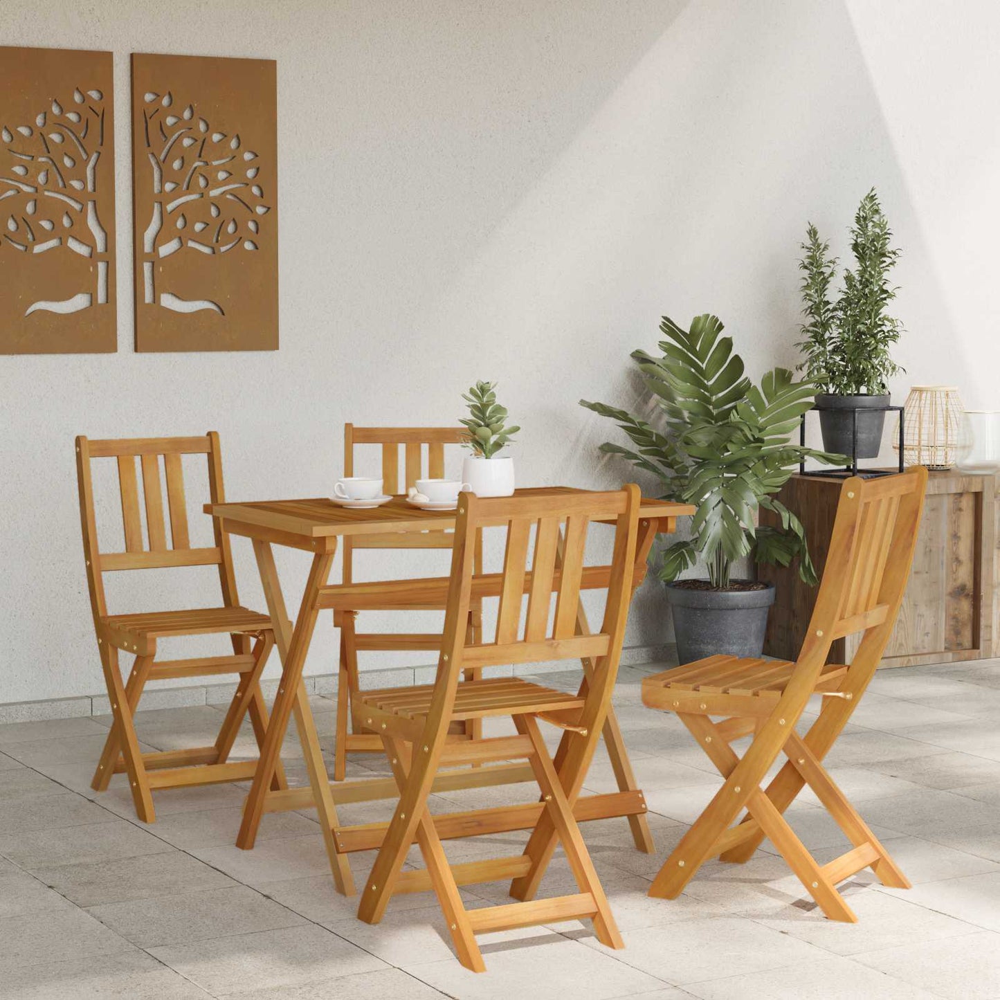 Utendørs Bistro Stoler med pute 4 pcs Naturlig 40 x 42 x 85 cm