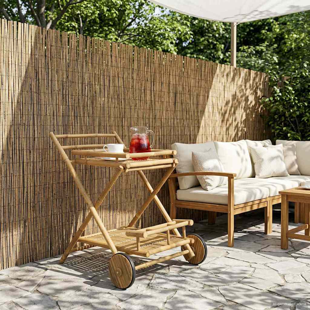 Tebrett med hjul Naturlig 79 x 67.5 x 84 cm Bambus