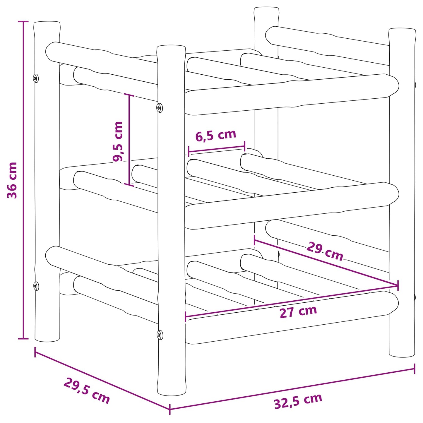 Vinhylle Naturlig 32,5 x 29,5 x 36 cm Bambus
