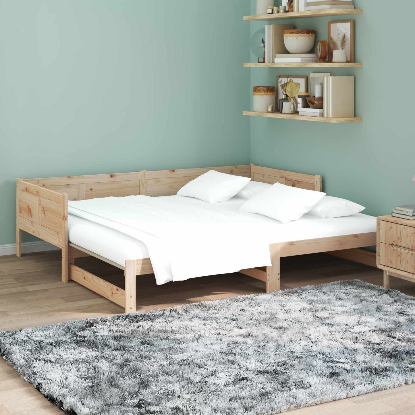 Uttrekkbar Dagbed Naturlig 180 x 200 cm Massiv furu