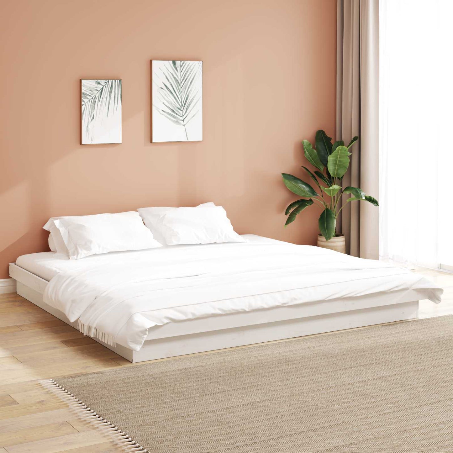 Sengestamme Hvit 200 x 200 cm Massiv furu