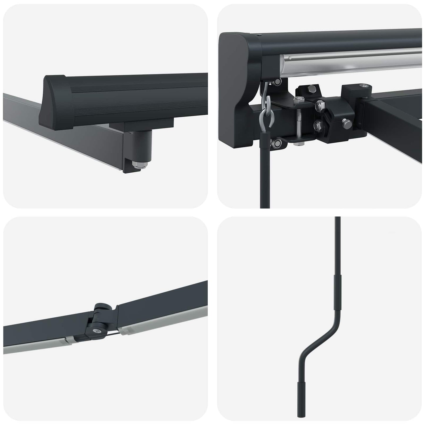 Manuell markiseramme med LEDs Antrasitt 3,5 x 2,5 m Aluminium