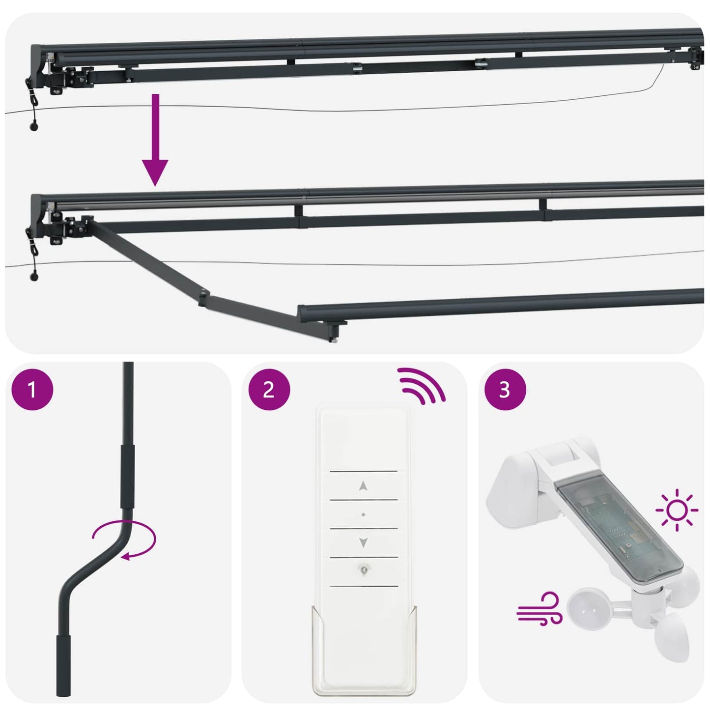 Elektrisk markisedukke med LED Antrasitt 4 × 3 m Aluminium