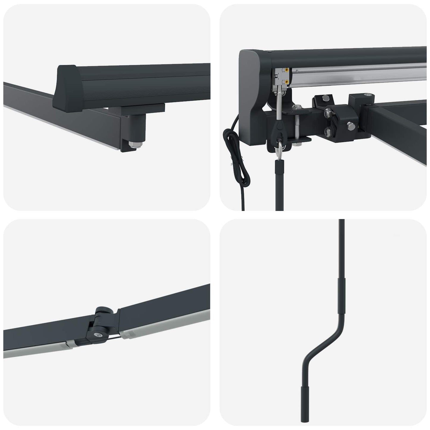 Elektrisk markisedukke med LED Antrasitt 5 x 3 m Aluminium