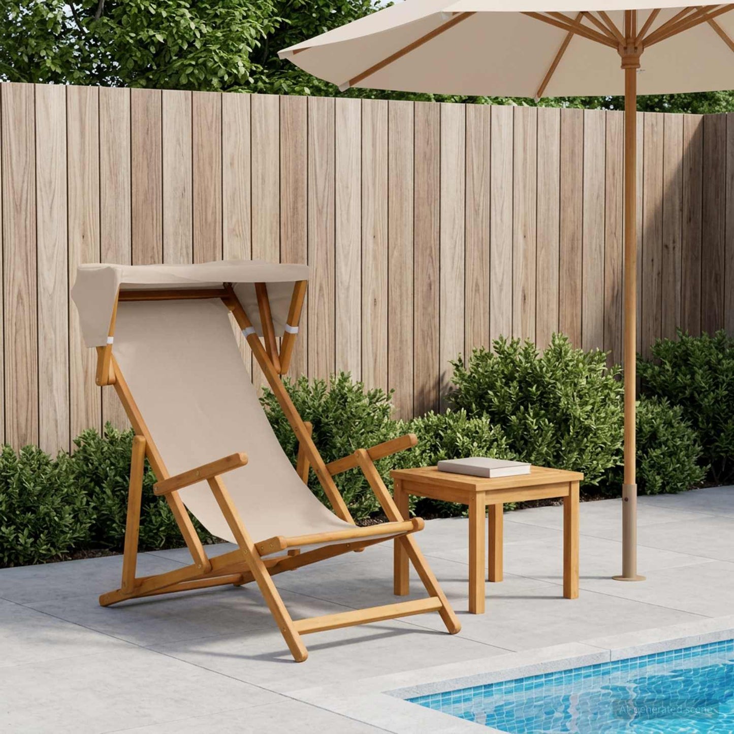Hage Stol 3 Posisjon Solid Eucalyptus Tre Beige
