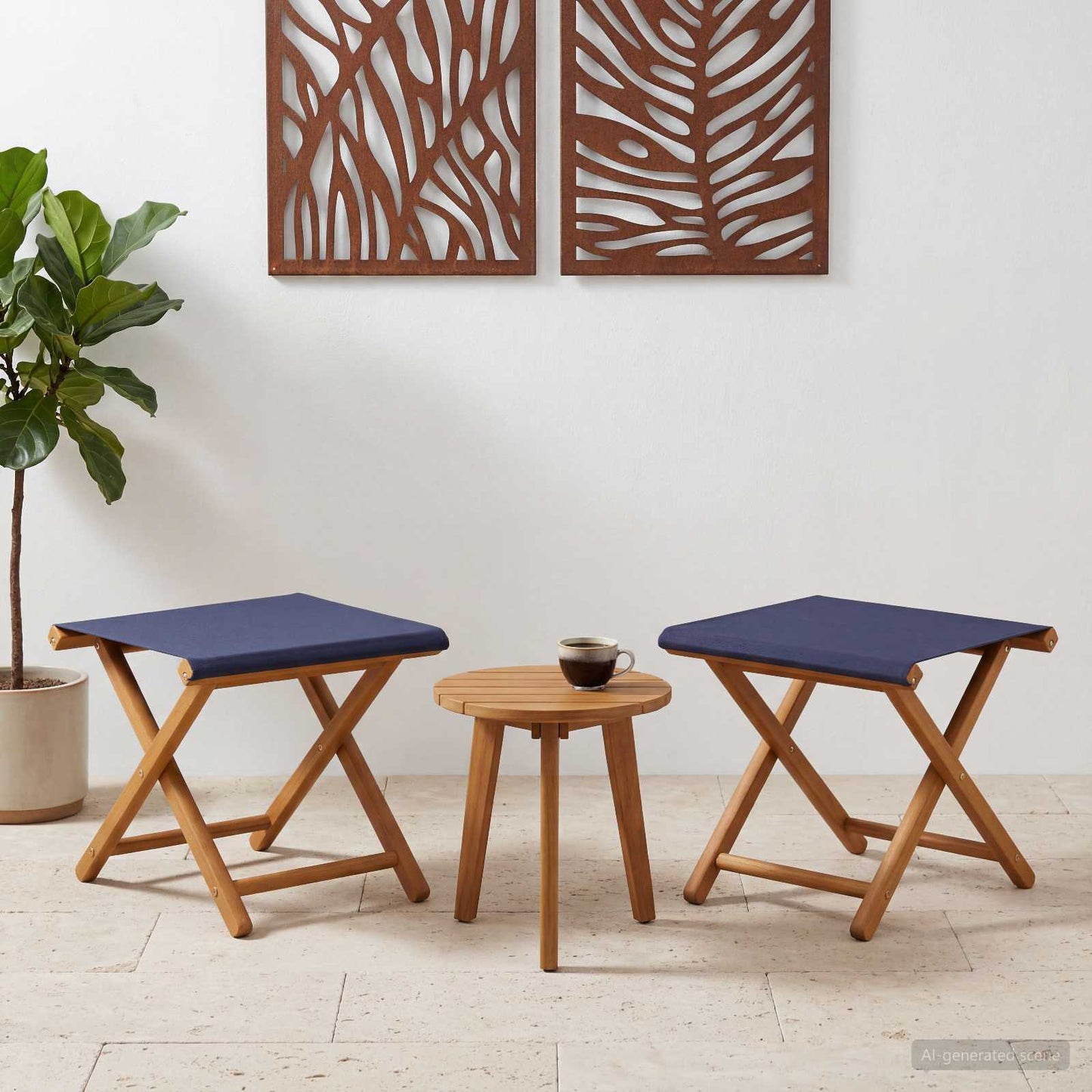 Hage Stol 2 pcs Solid Eucalyptus Tre Blå