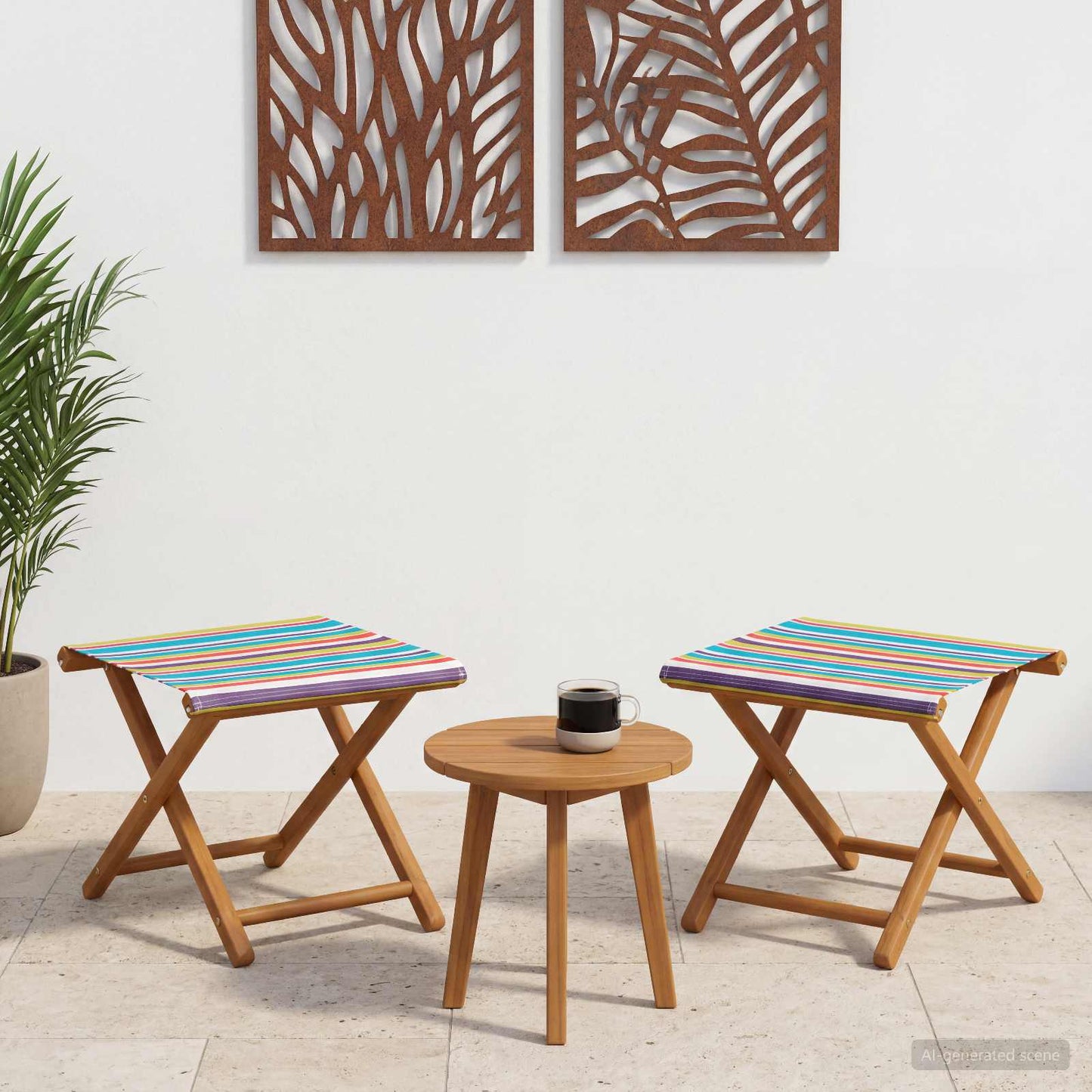 Hage Stol 2 pcs Solid Eucalyptus Tre Flerfarget