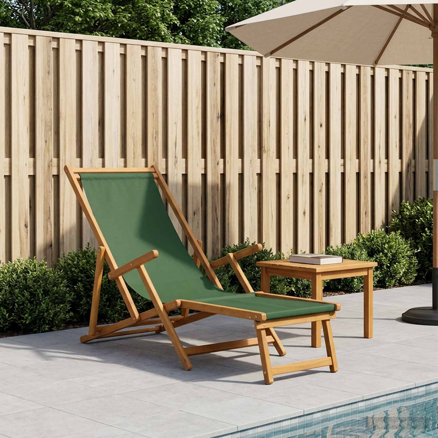 Sammenleggbar solstol 3 Posisjon Solid Eucalyptus Tre Grønn