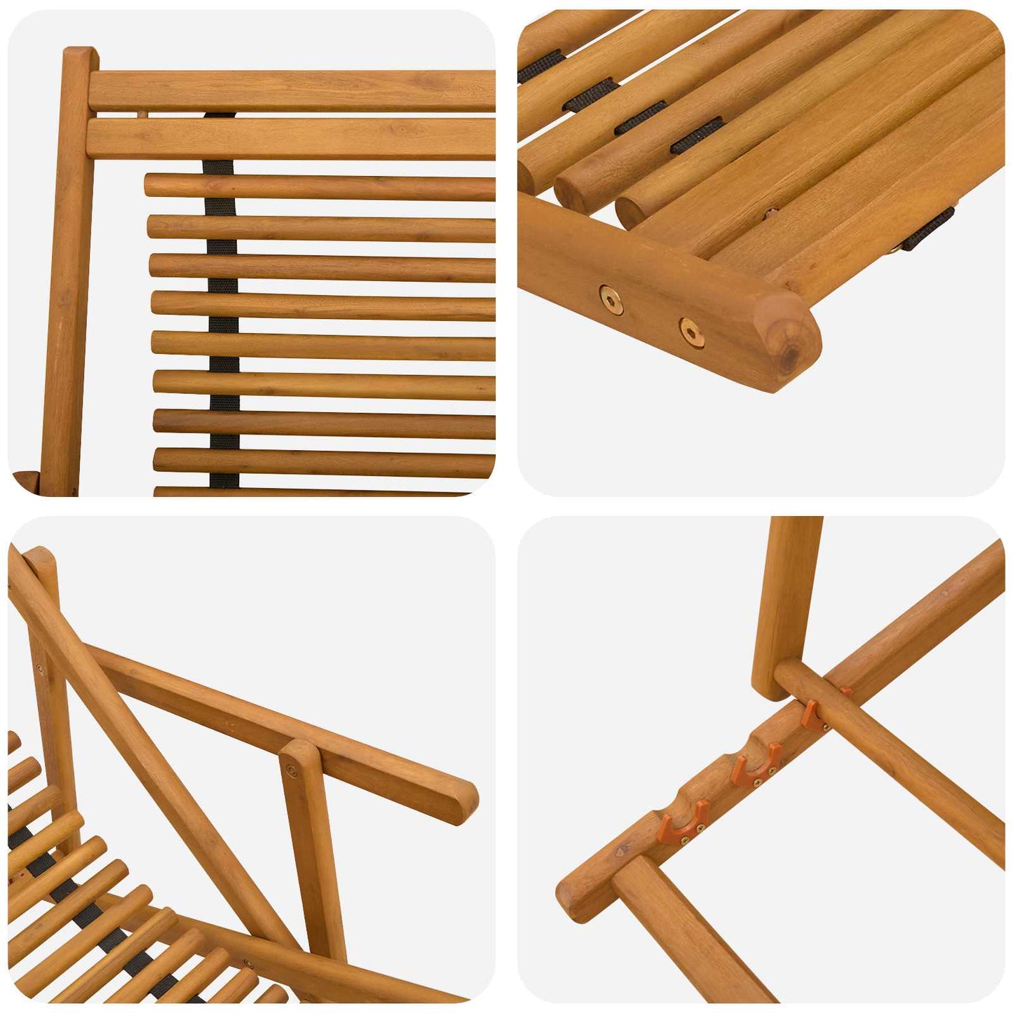 Hage Stol 3 Posisjon Solid Eucalyptus Tre Naturlig