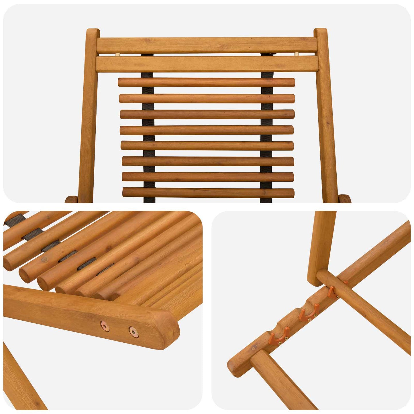 Hage Stol 3 Posisjon Solid Eucalyptus Tre Naturlig