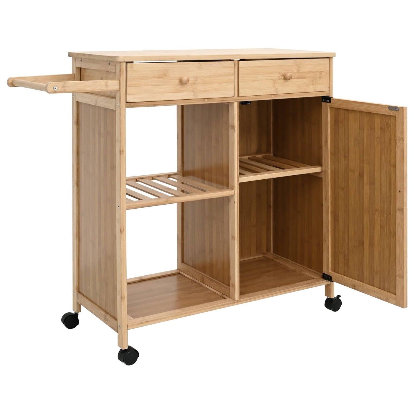 Kjøkkenvogn med hjul Naturlig 90,5 x 36 x 86,5 cm Bambus
