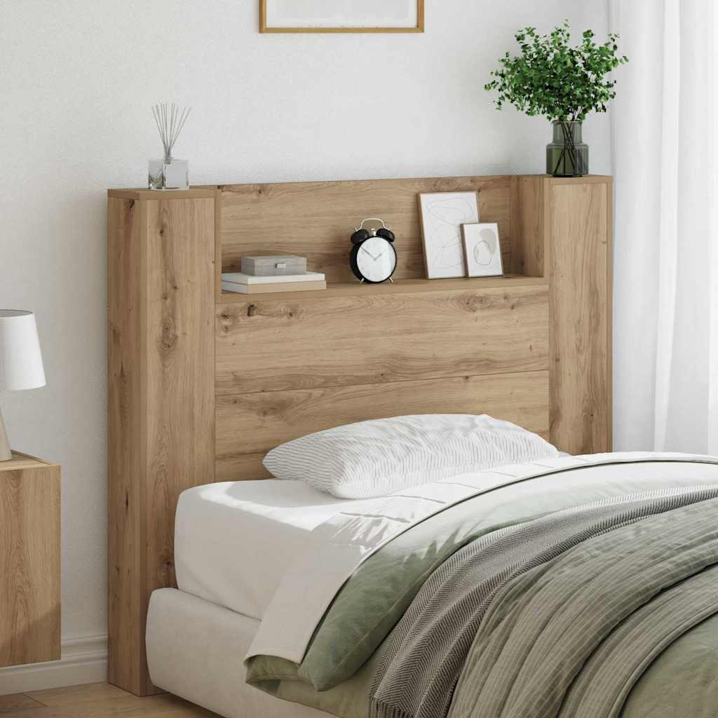 Lagringshodegavl med LED Artisan eik Konstruert tre