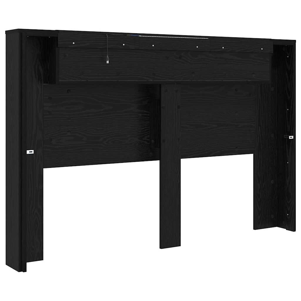 Hodegavl med hylle Svart Eik 160 x 17 x 104,5 cm Konstruert tre