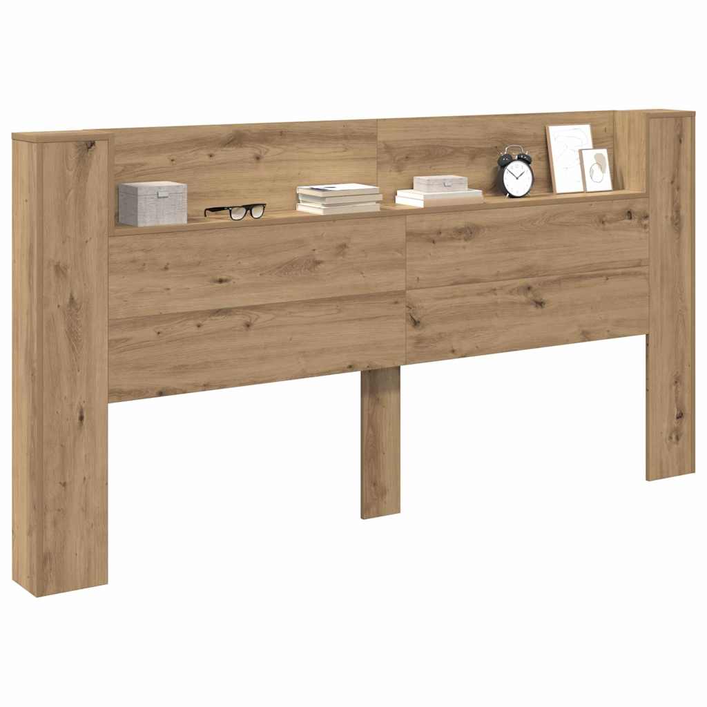 Lagringshodegavl med LED Artisan eik Konstruert tre