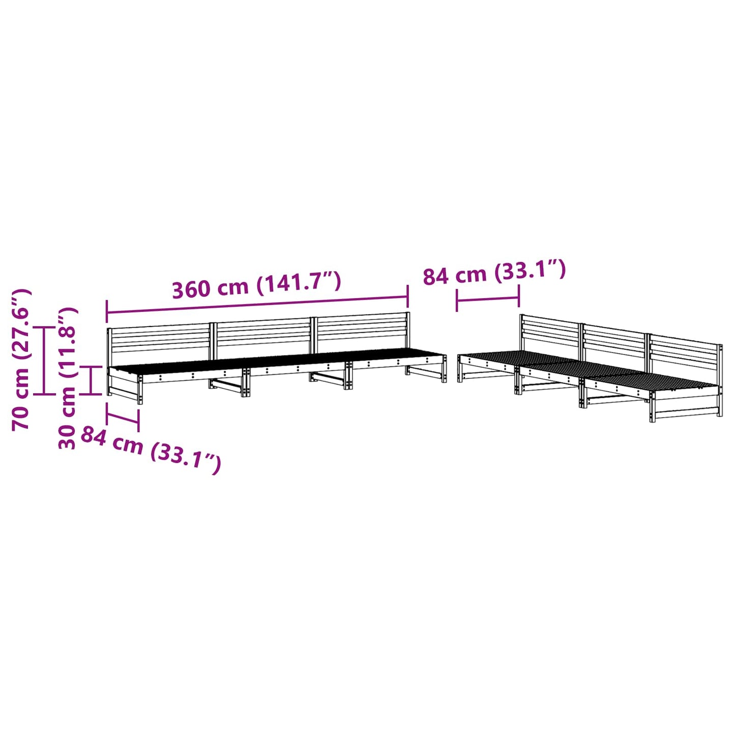 Hage lounge sett 6 pcs VoksBrun Massiv furu