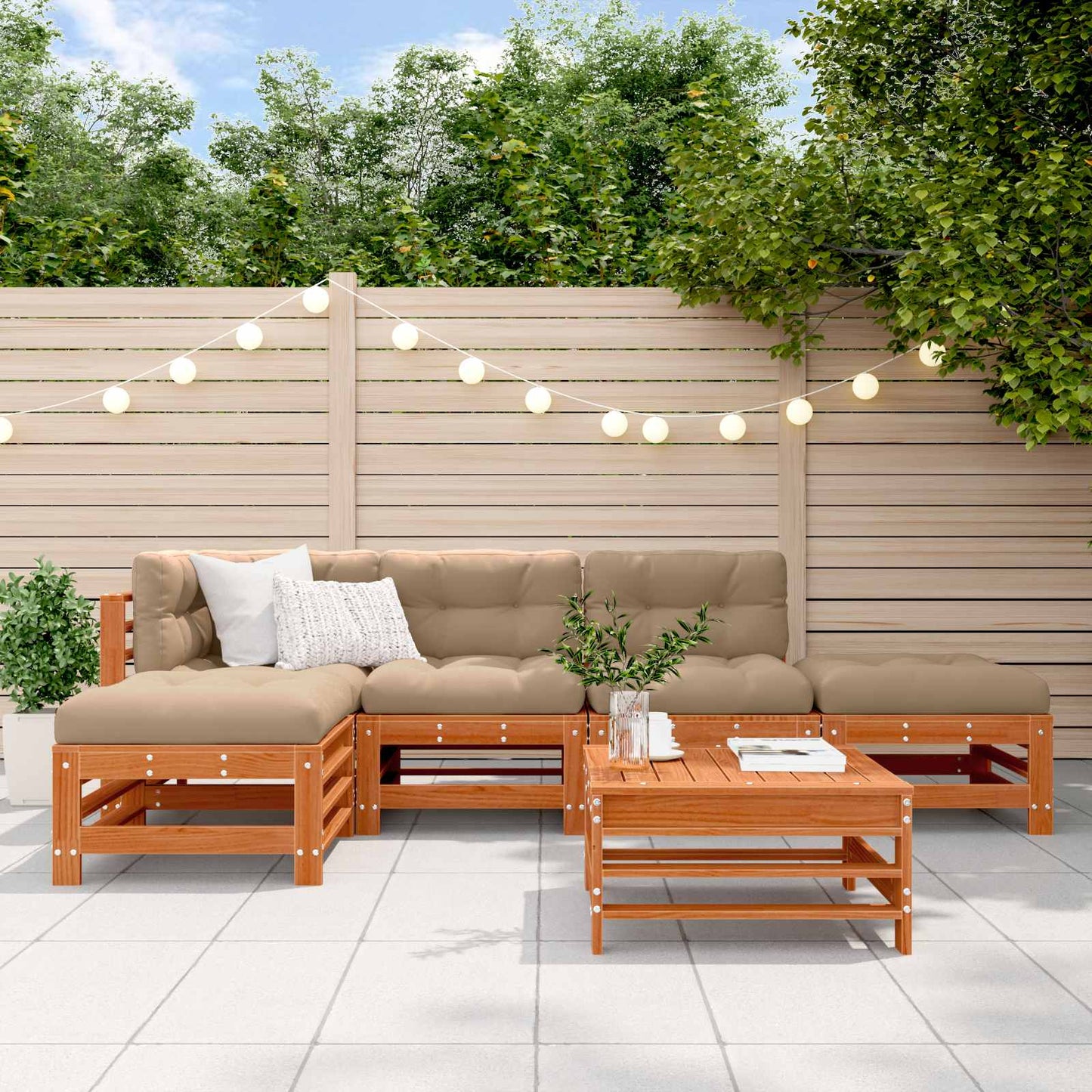 Hage lounge sett 5 pcs VoksBrun Massiv furu vidaXL