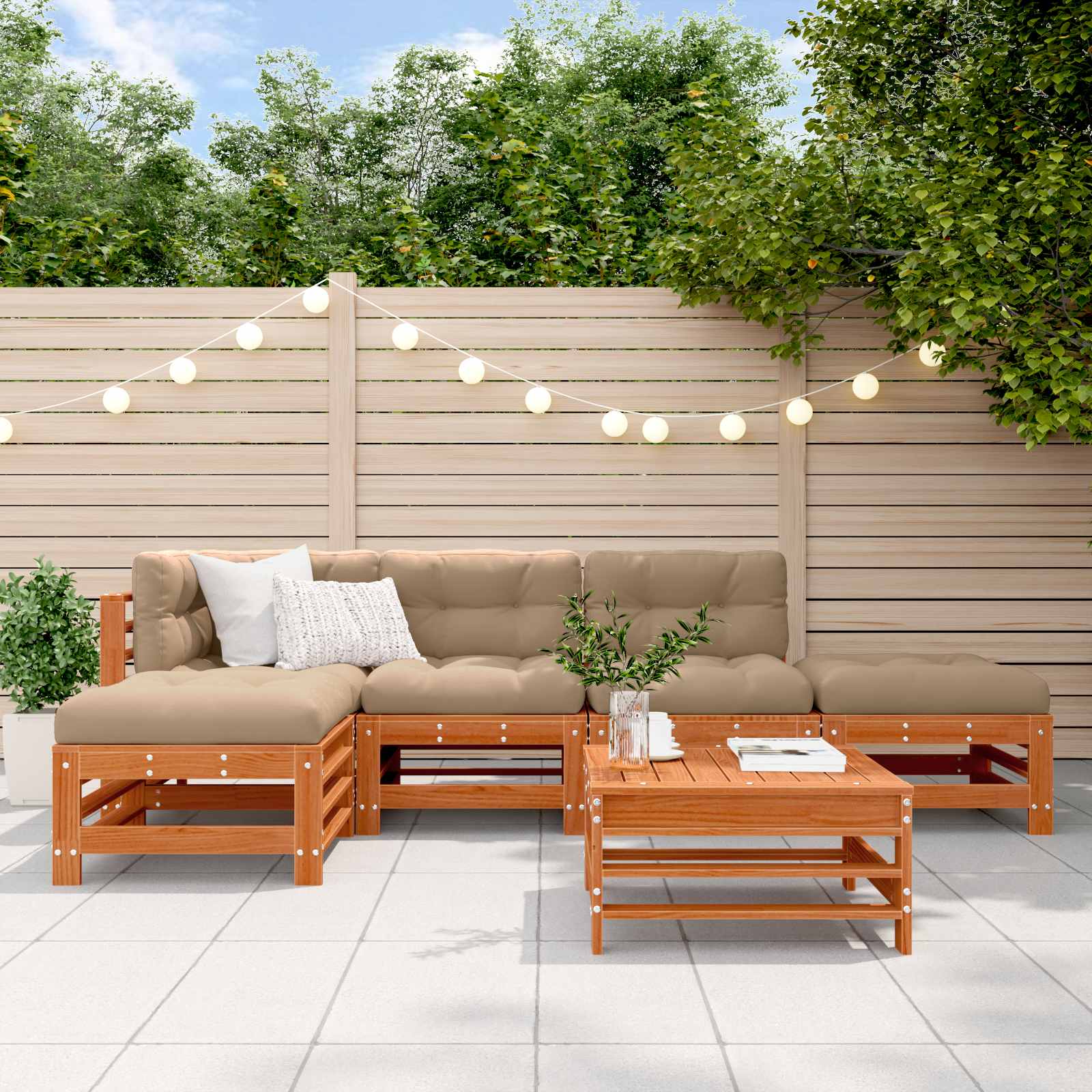 Hage lounge sett 5 pcs VoksBrun Massiv furu vidaXL