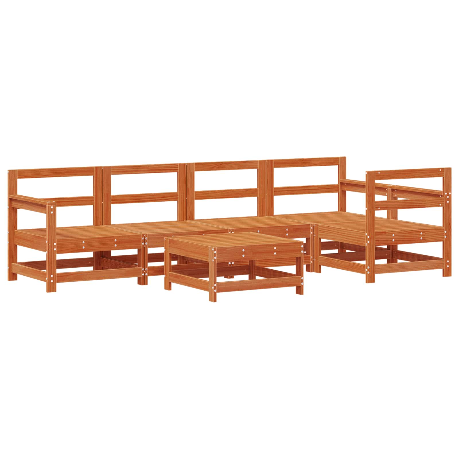 Hage lounge sett 6 pcs VoksBrun Massiv furu vidaXL