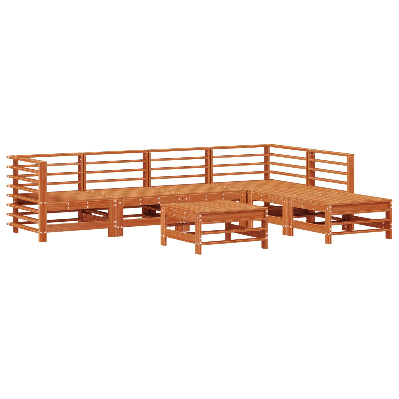 Hage lounge sett 7 pcs VoksBrun Massiv furu vidaXL