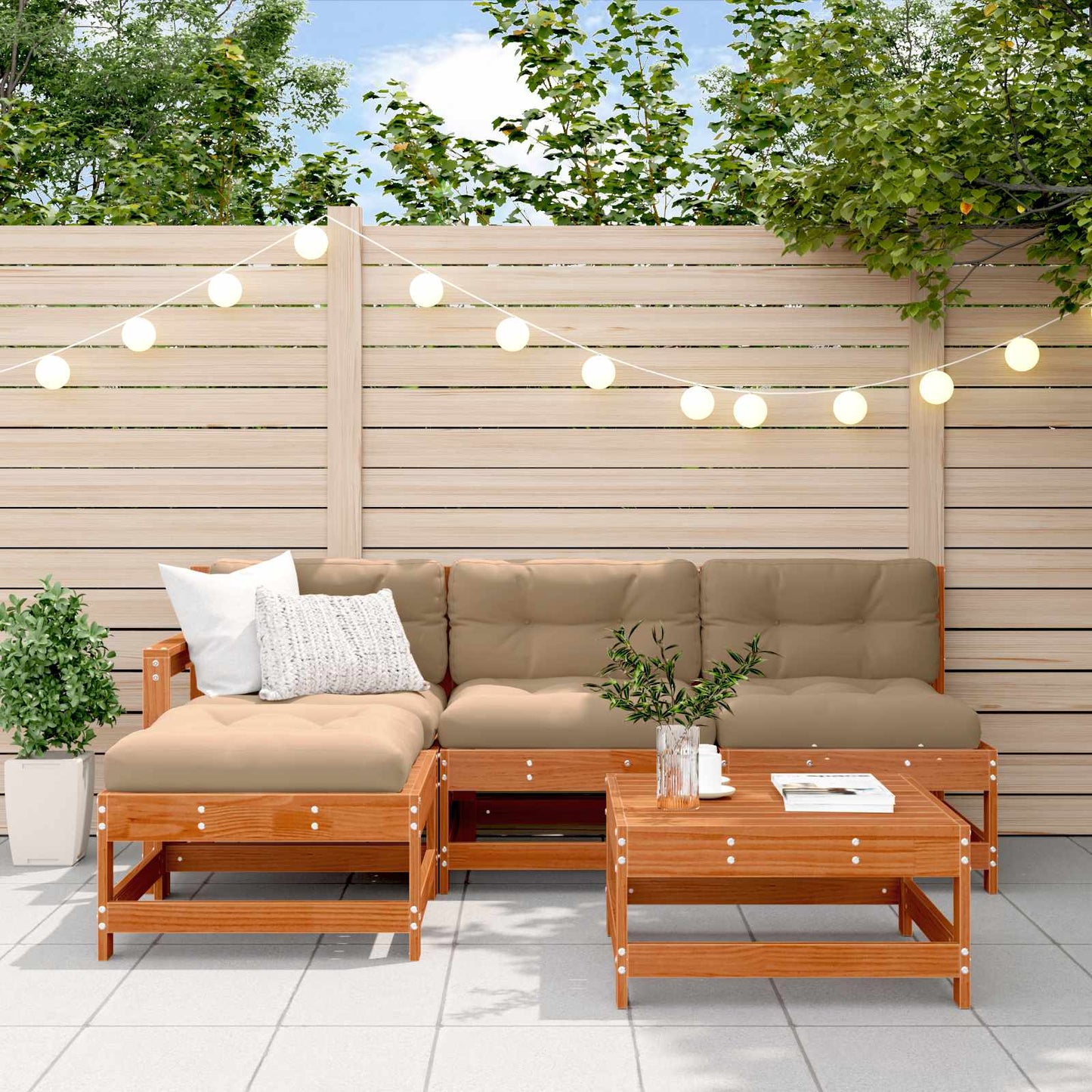 Hage lounge sett 5 pcs VoksBrun Massiv furu