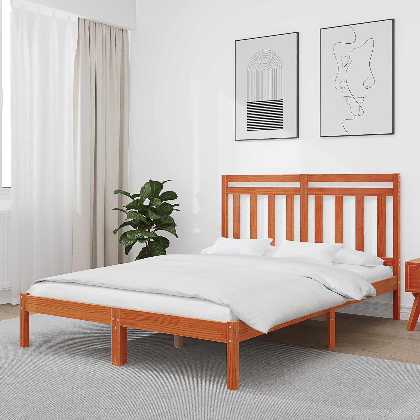 Sengestamme Vokset Brun 205,5 x 165,5 x 100 cm Massiv furu