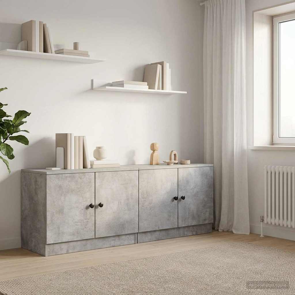 Sengeskap 2 pcs Betonggrå 66 x 35 x 48 cm Konstruert tre