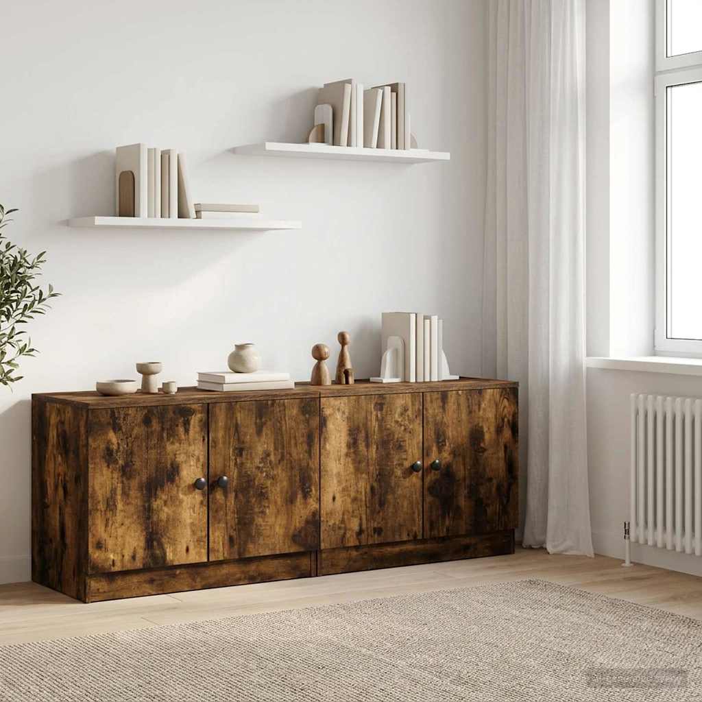 Sengeskap 2 pcs Røkt Eik 66 x 35 x 48 cm Konstruert tre