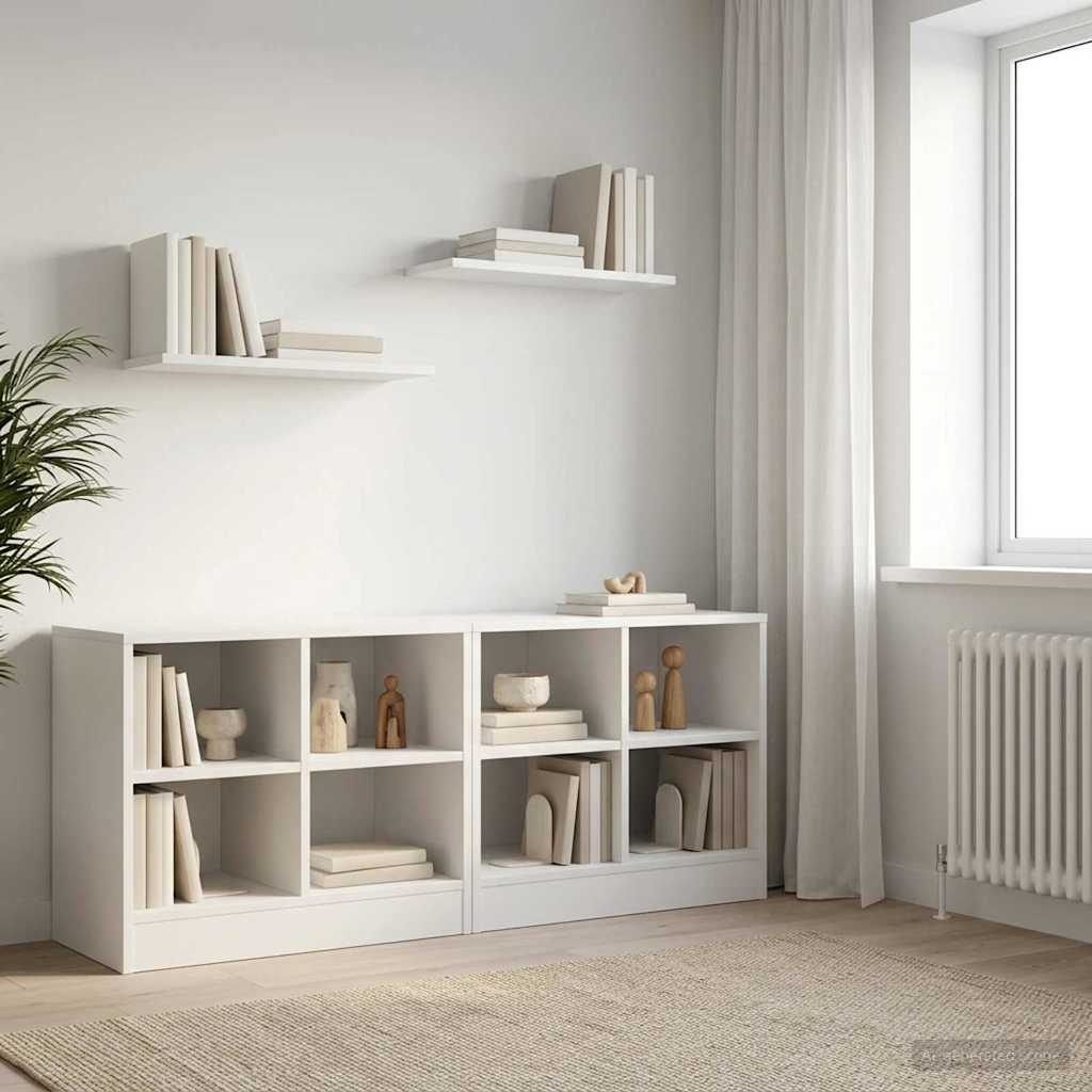 Sengeskap med hylle 2 pcs Hvit 66 x 33 x 48 cm Konstruert tre