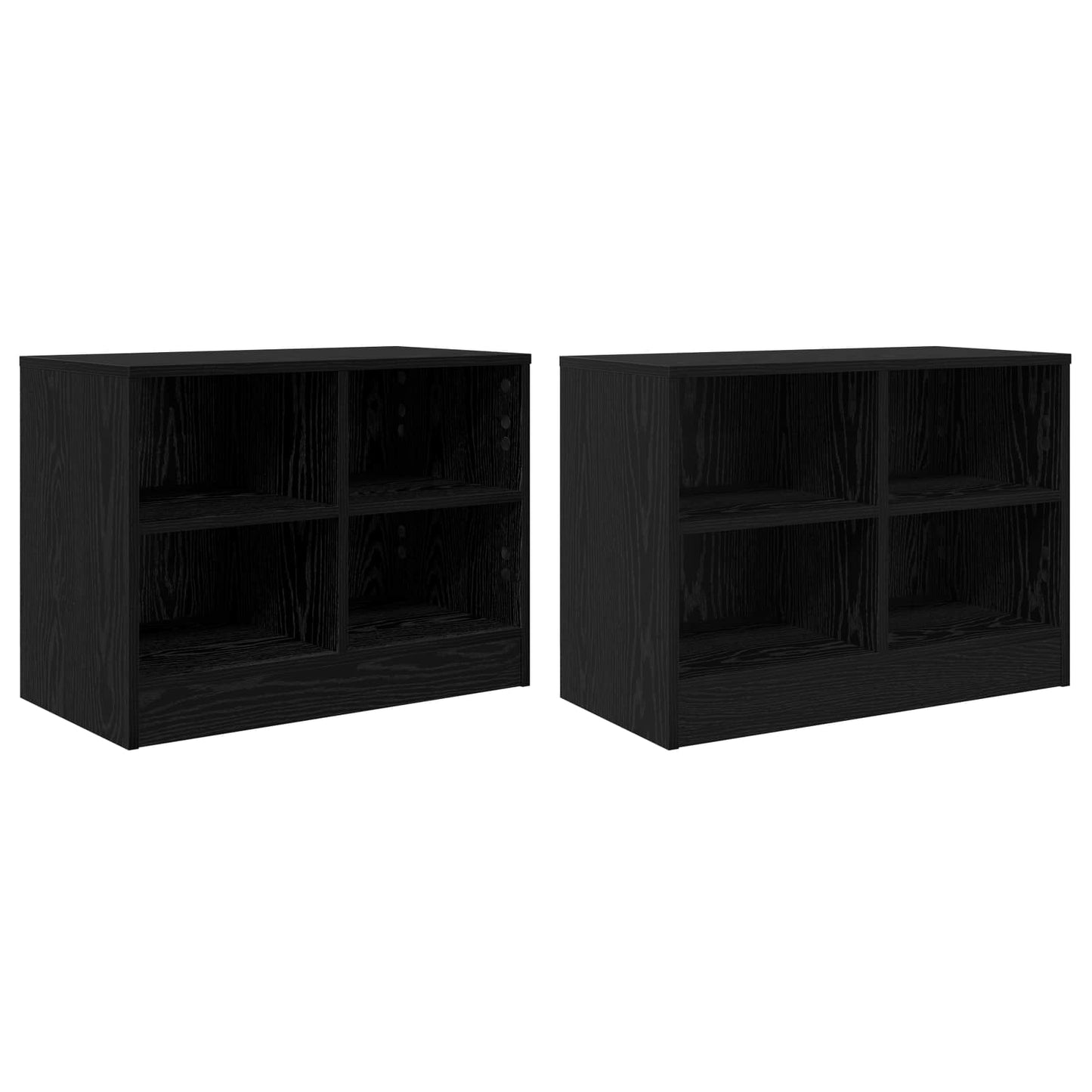 Sengeskap 2 pcs Svart eik 66 x 33 x 48 cm Konstruert tre