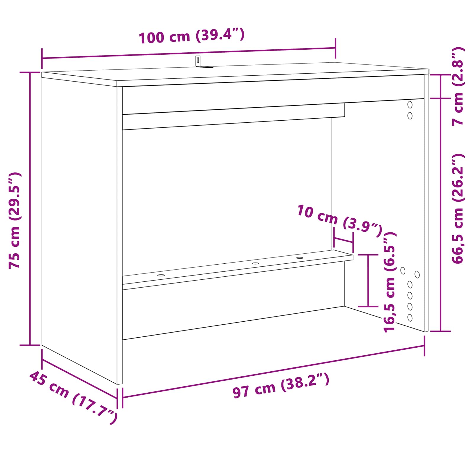 Seng Schreirbord Betonggrå 100 x 45 x 75 cm Konstruert tre vidaXL